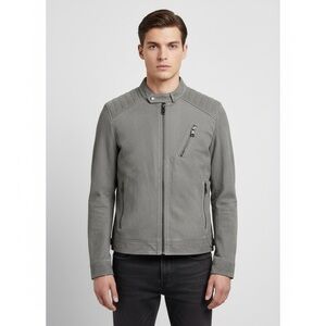 Guess NWT Men's Grey Quilted motorcycle drew suedes Jacket size XS